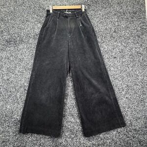 Nasty Gal Collection Black Corduroy Wide Leg Pants High Rise Pleated Womens US 2